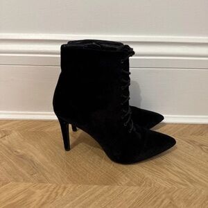 next Black Pointed Lace-Up Stiletto Ankle Boots